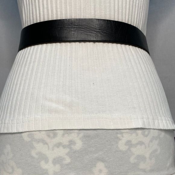 American Eagle Genuine Leather Belt Unisex Size XL Basic Black Distressed - Picture 3 of 11